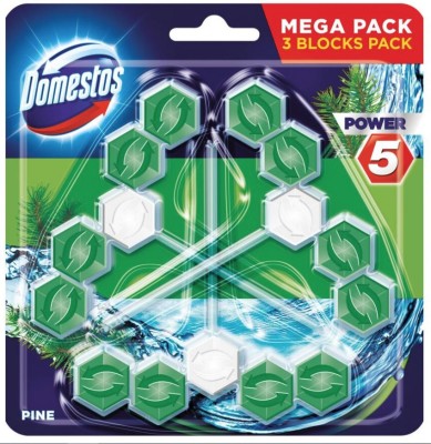 Domestos, Power 5 Pine, kostka toaletowa, trójpak 3x55g