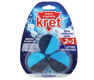 Kret, Ocean Fresh, kostka do spłuczki toaletowej, 3x 50 g