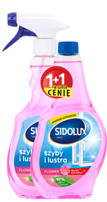 Sidolux Crystal, Flowers, płyn do mycia szyb, rozpylacz 500ml+zapas 500ml