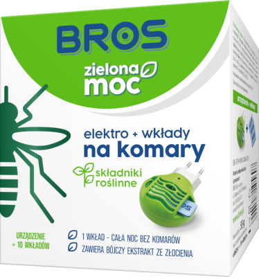 Bros Zielona moc urządzenie elektroniczne na komary na bazie składników roślinnych + 10 wkładów