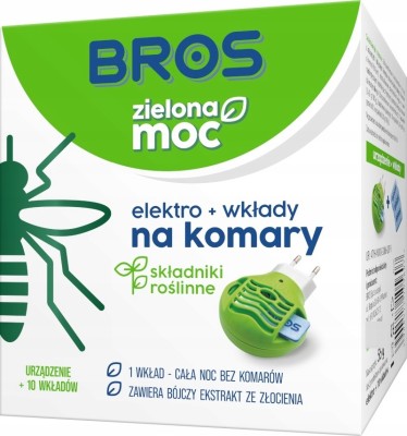 Bros Zielona moc urządzenie elektroniczne na komary + 10 wkładów na bazie składników roślinnych
