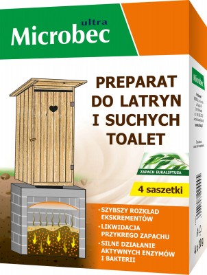 Bros Microbec Ultra preparat do latryn i suchych toalet 30g x 4 sztuk