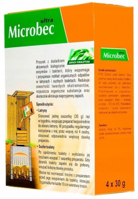 Bros Microbec Ultra preparat do latryn i suchych toalet 30g x 4 sztuki