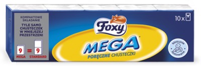 Foxy, Mega, Poręczne Chusteczki, chusteczki higieniczne, 10 paczek