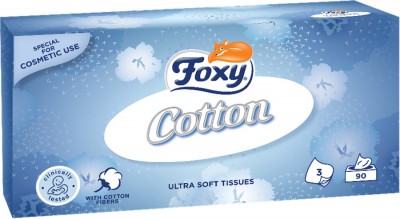 Foxy, Cotton, chusteczki kosmetyczne, kartonik, 90 sztuk