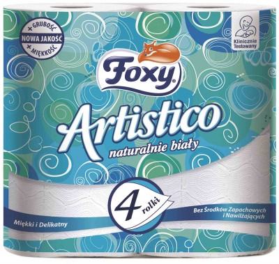 Foxy, Artistico, biały, papier toaletowy, 4 sztuki