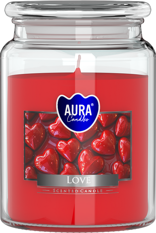 Bispol Aura snd99-105 Love duża świeca zapachowa w słoju z wieczkiem 100h
