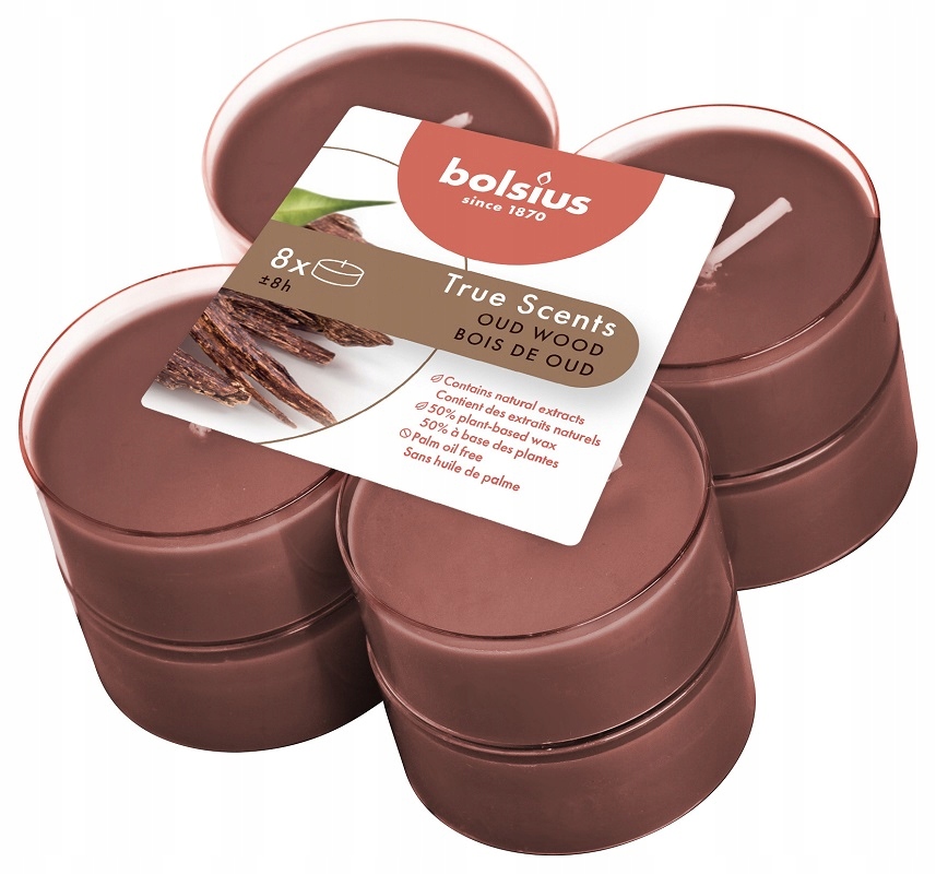 Bolsius True Scents Drzewo Agarowe podgrzewacze zapachowe Maxi 8 godzinne - 8 sztuk