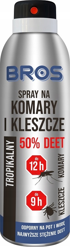 Bros środek przeciw komarom i kleszczom 50% deet w sprayu 180ml