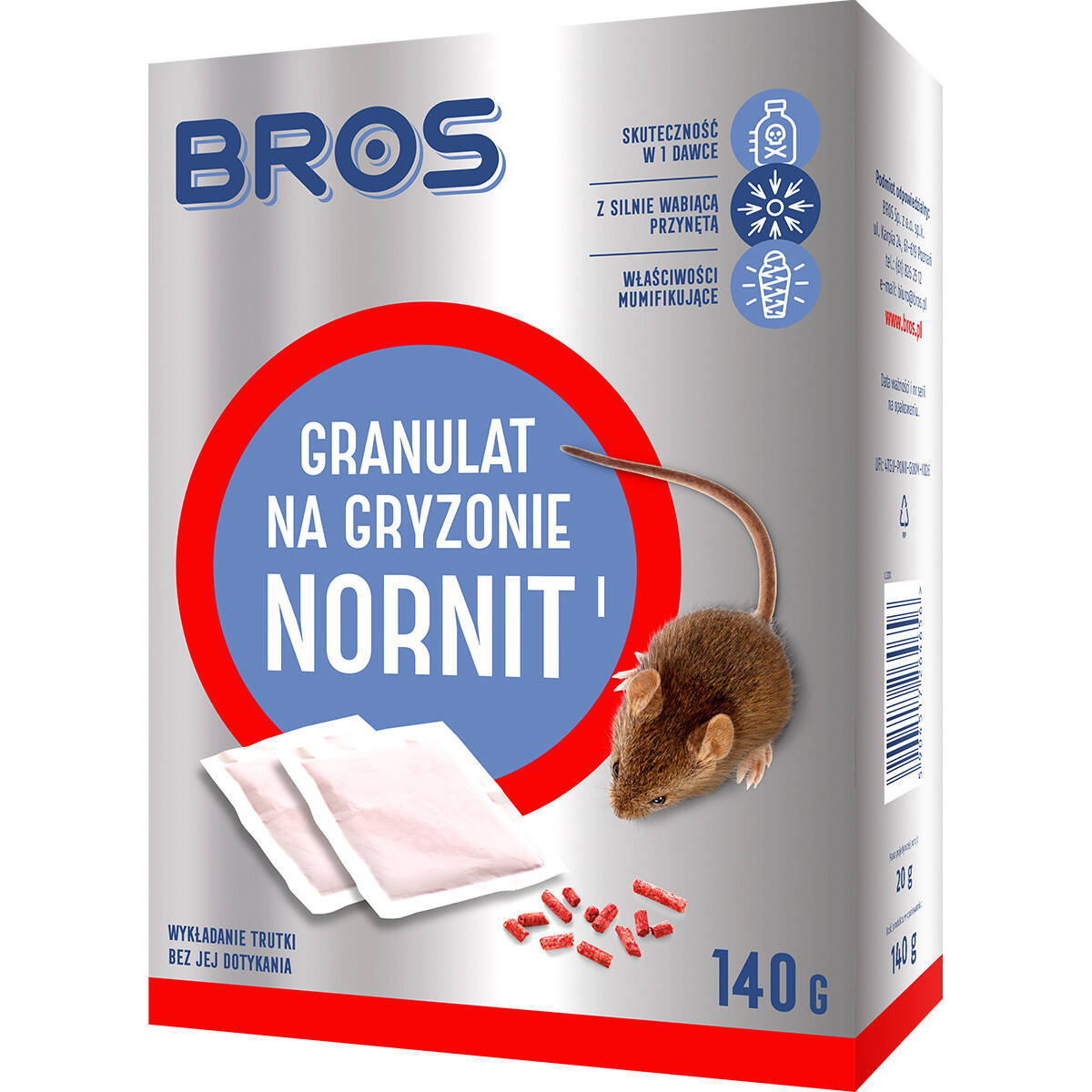 Bros Nornit trutka w formie granulatu na gryzonie w tym nornice 140g