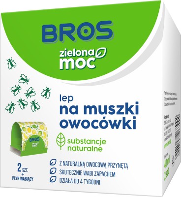 Bros Zielona Moc lep na muszki owocówki 2 sztuki 