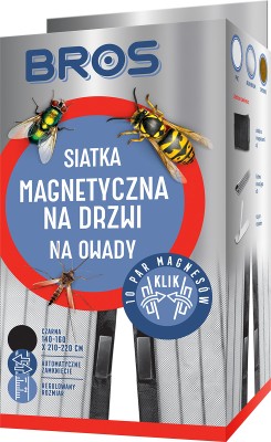 Bros Magnetyczna czarna siatka na drzwi zabezpieczająca pomieszczenia przed owadami 160cm x 220cm