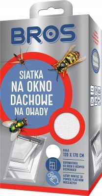 Bros Biała siatka na okno dachowe zabezpieczająca pomieszczenia przed owadami 120x170cm