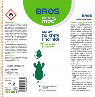 Bros Zielona moc spray na krety i nornice na składnikach naturalnych 400ml