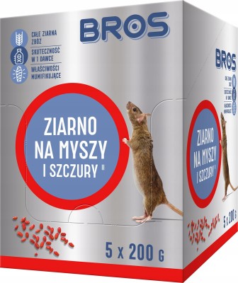 Bros trutka ziarno na myszy i szczury 1kg - 5 saszetek x 200g