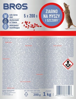 Bros trutka ziarno na myszy i szczury 1kg - 5 saszetek x 200g