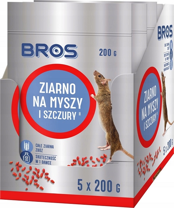 Bros trutka ziarno na myszy i szczury 1kg - 5 saszetek x 200g