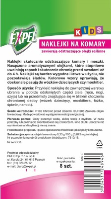 Expel Kids naklejki przeciw komarom z wesołym nadrukiem - 8 sztuk