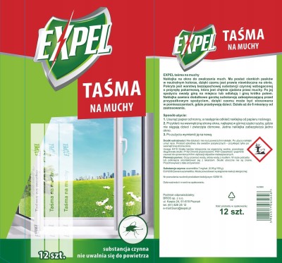 Expel naklejka na muchy w taśmie - 12 sztuk