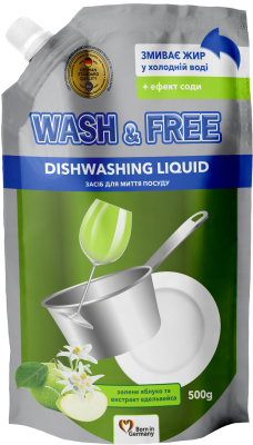 Wash and Free Zielone Jabłko i Szarotka Alpejska płyn do naczyń w opakowaniu zapasowym 500ml 