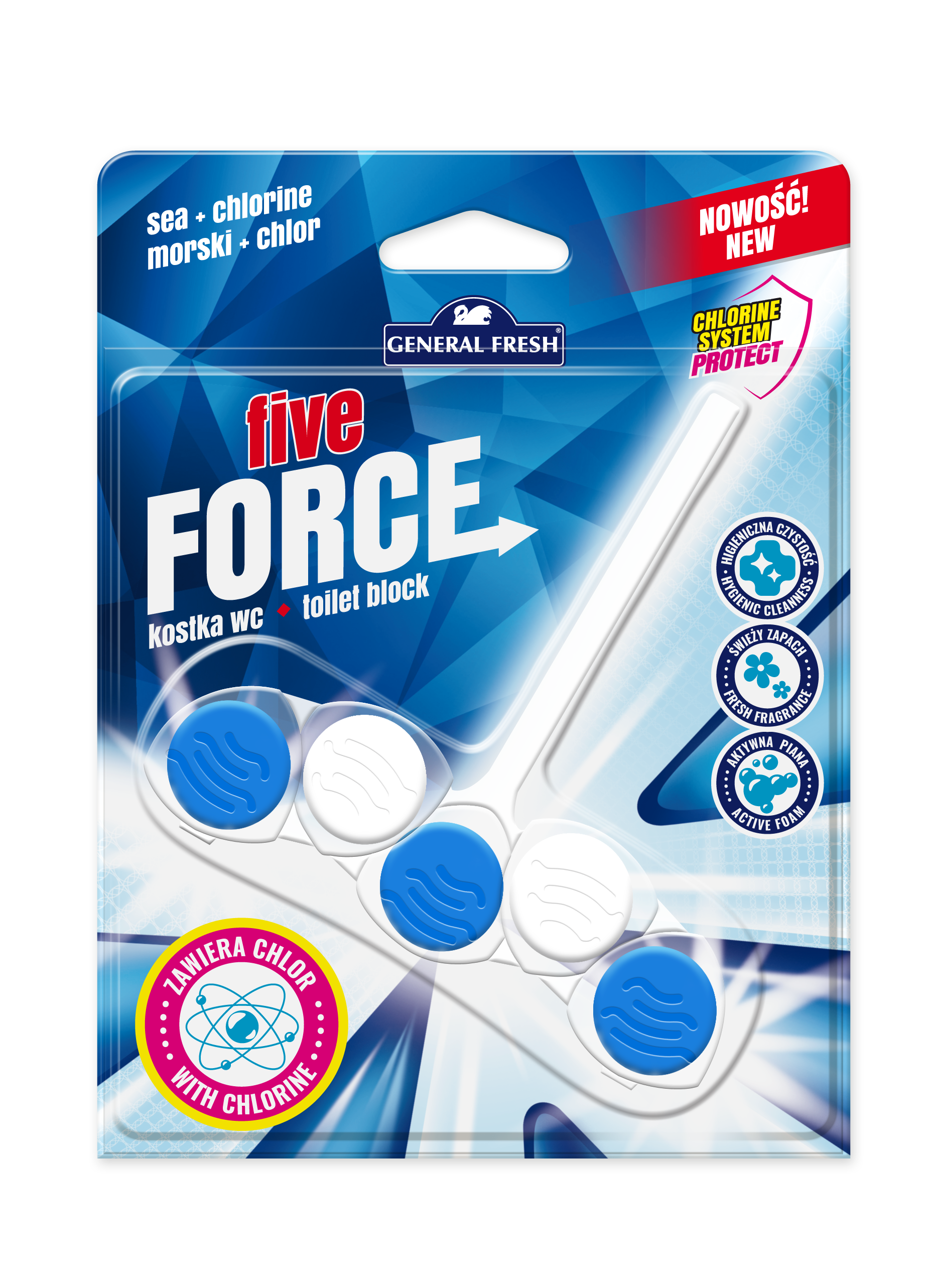 General Fresh Five Force Morska z chlorem kostka do toalety WC 50g