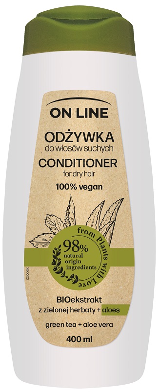 On Line From Plants With Love aloes i zielona herbata odżywka do włosów suchych 400ml