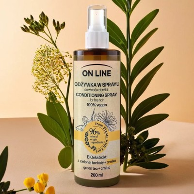 On Line From Plants With Love arnika i zielona herbata odżywka do włosów cienkich w rozpylaczu 200ml