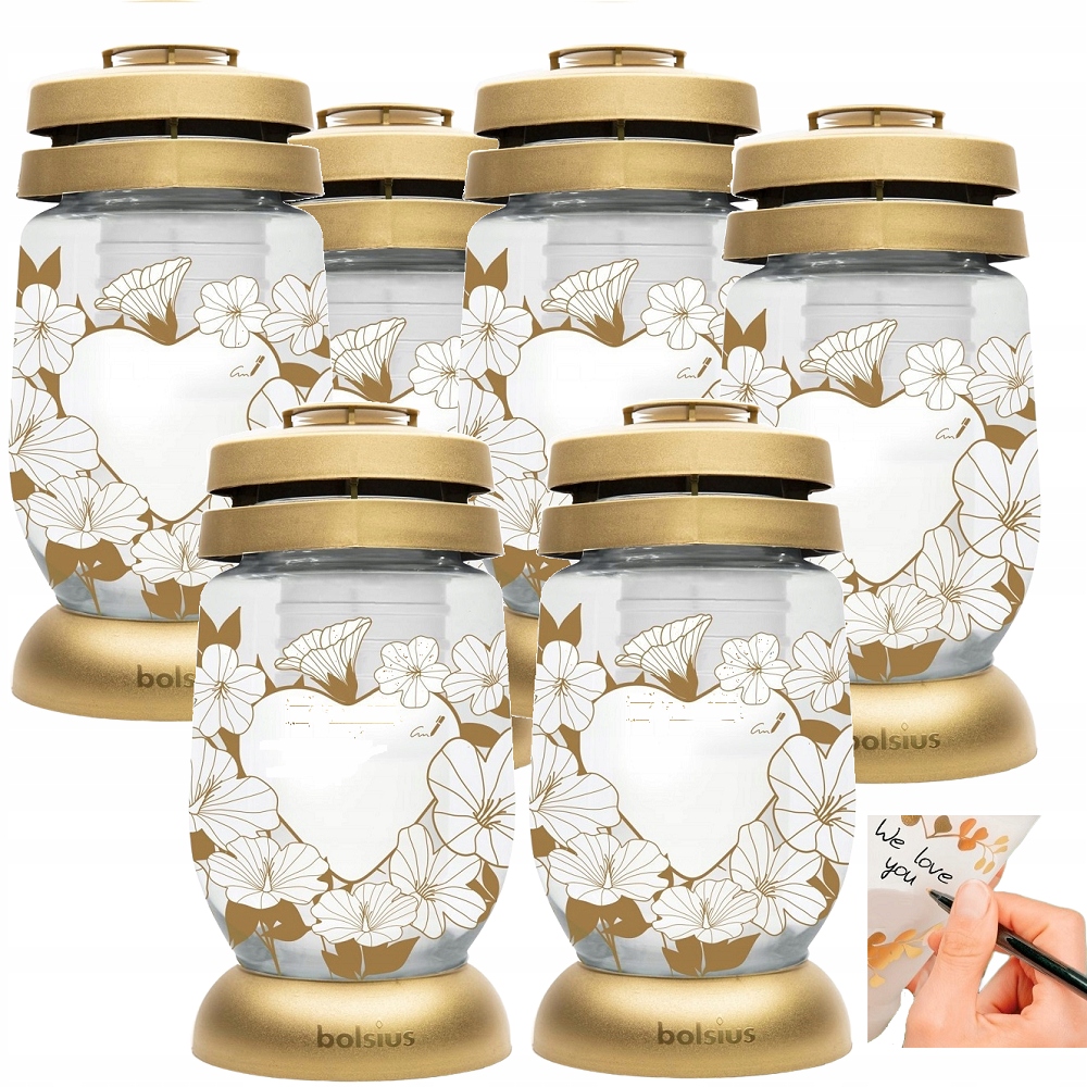 Bolsius Złote Serce lampion  3s 18 znicz 6 sztuk