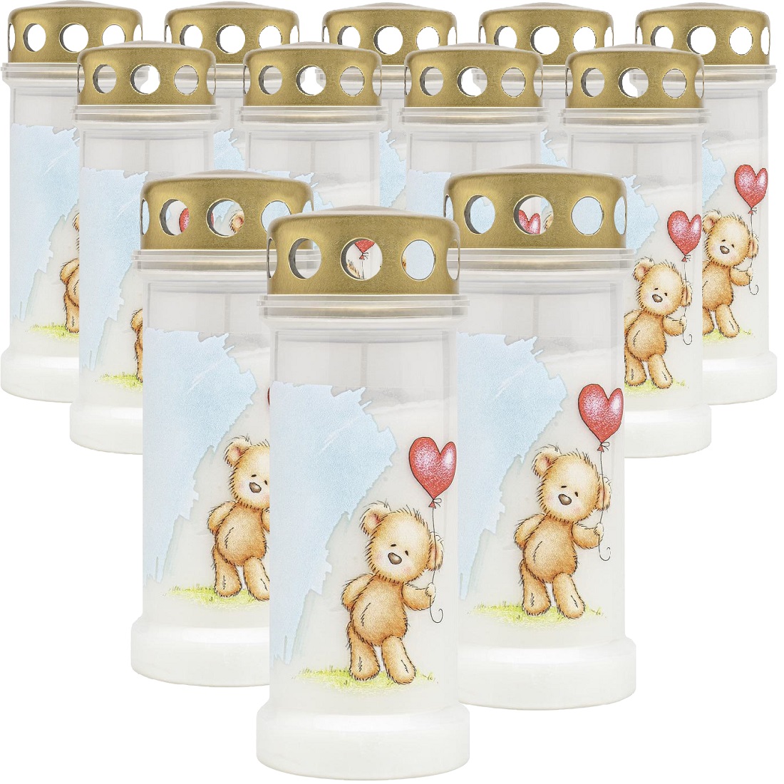 Bolsius Miś znicz z metalowym deklem 12 sztuk