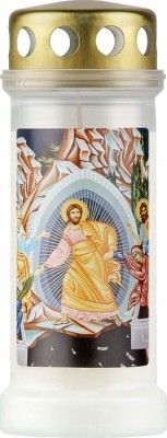 Bolsius znicz Jezus Zmartwychwstały z metalowym deklem 12 sztuk