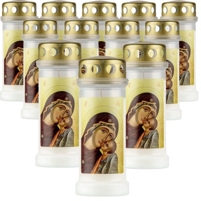 Bolsius Maria z Dzieciątkiem znicz z metalowym deklem 12 sztuk