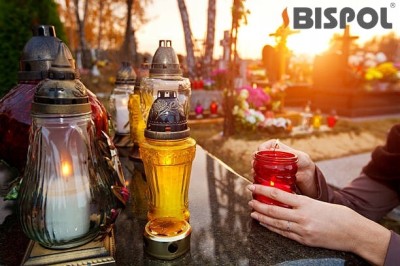 Bispol 4060 Czarny Srebrzony znicz szklany 4 sztuki