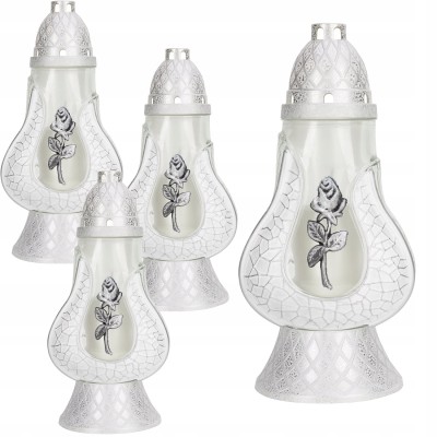 Bispol 4059 Biały Srebrzony znicz szklany 4 sztuki