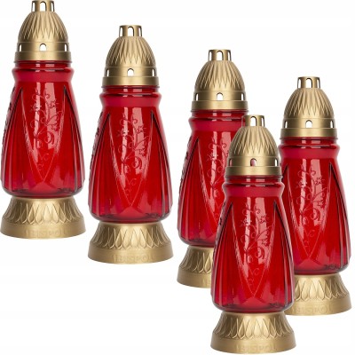 Bispol 4057 czerwony znicz szklany 5 sztuk