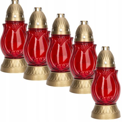 Bispol 3038 czerwony znicz szklany 5 sztuk