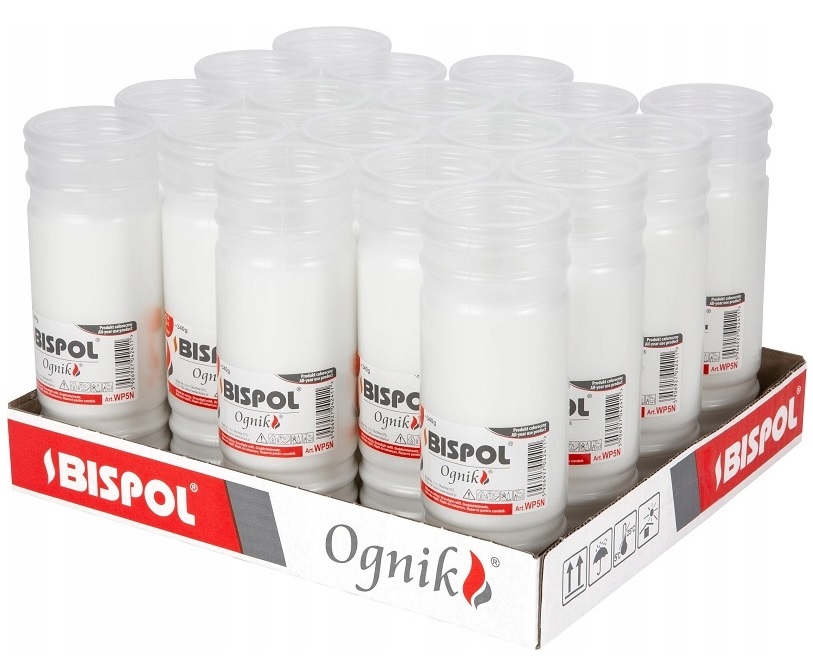 Bispol Ognik WP5N wkłady parafinowe do zniczy o czasie palenia 5 dni 18 sztuk