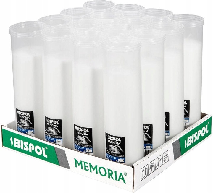 Bispol Memoria p450 wkłady parafinowe do zniczy 105 godzin palenia 16 sztuk