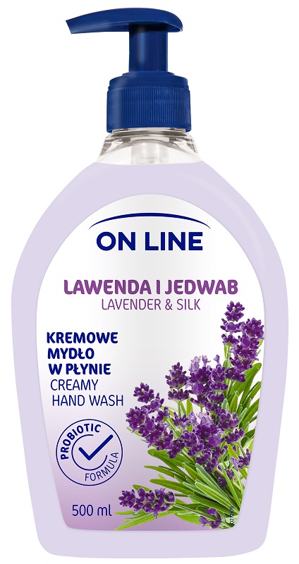 On Line Lawenda i Jedwab z probiotykami kremowe mydło w płynie z dozownikiem 500ml