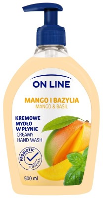 On Line Mango i Bazylia z probiotykami kremowe mydło w płynie z dozownikiem 500ml