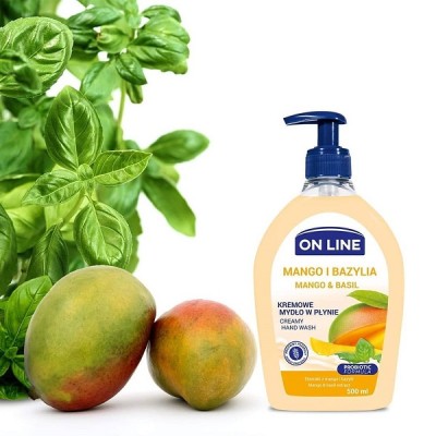 On Line Mango i Bazylia z probiotykami kremowe mydło w płynie z dozownikiem 500ml