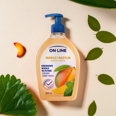 On Line Mango i Bazylia z probiotykami kremowe mydło w płynie z dozownikiem 500ml