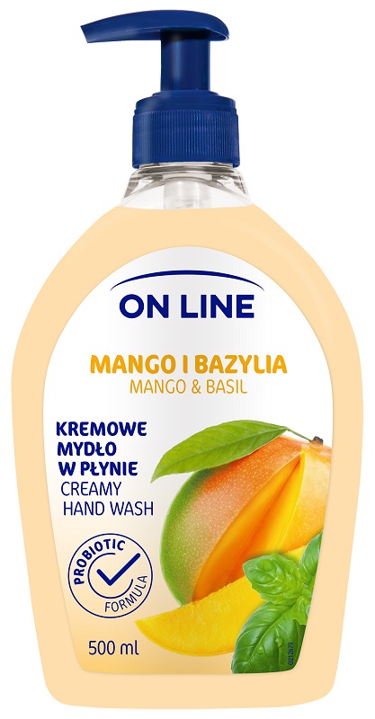 On Line Mango i Bazylia z probiotykami kremowe mydło w płynie z dozownikiem 500ml