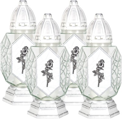 Bispol 4072 Róża na białym tle znicz szklany 4 sztuki