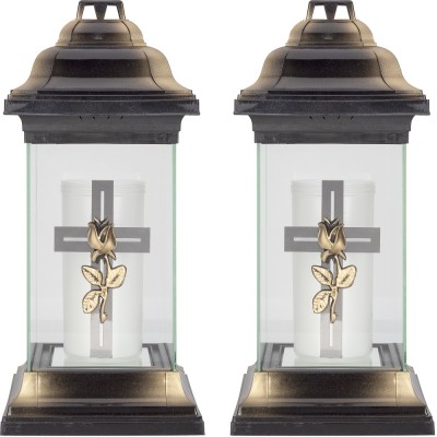 Bispol znicz szklany Latarnia 5035 z wkładem tacka 2 sztuki