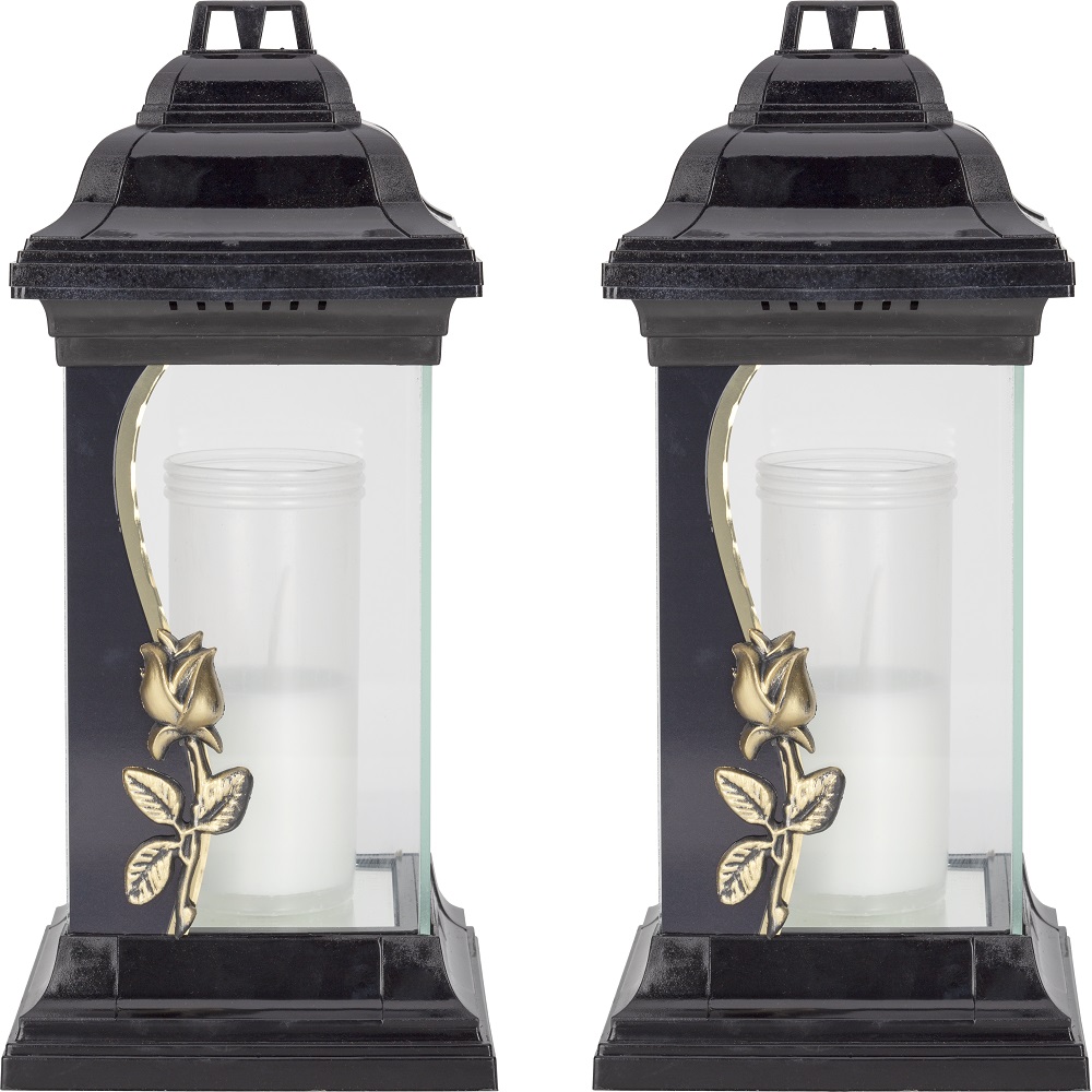 Bispol znicz szklany Latarnia 4077 z wkładem tacka 2 sztuki