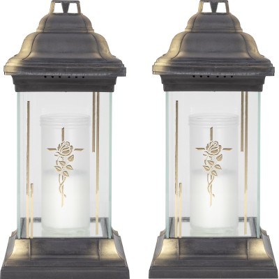 Bispol znicz szklany Latarnia 4076 z wkładem tacka 2 sztuki