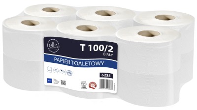 Ellis Professional biały papier toaletowy 2-warstwowy 12 rolek