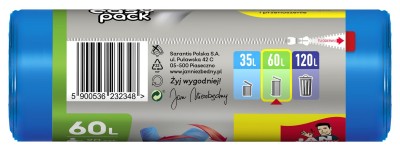 Jan Niezbędny Easy Pack związywane niebieskie worki na śmieci 60l 20 szt.