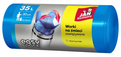 Jan Niezbędny Easy Pack związywane niebieskie worki na śmieci 35l 30 szt.