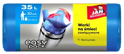 Jan Niezbędny Easy Pack związywane niebieskie worki na śmieci 35l 30 szt.
